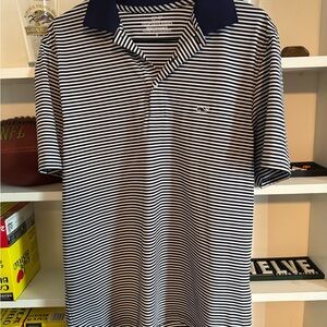Vineyard Vines Navy & White Striped Performance Polo